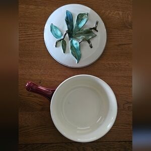 Red Wing Normandy Casserole Serving Dish & Sculptured Lid - Vintage Pottery